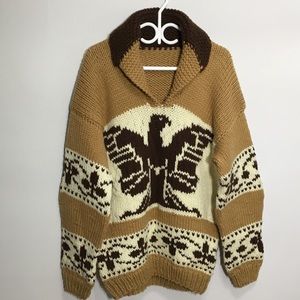 Vintage COWICHAN style Pullover Sweater eagle